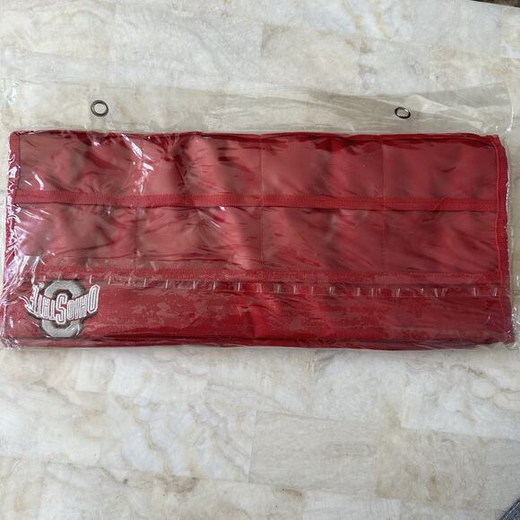 Ohio State Hanging Jewelry Storage Bag Red 40 Clear Pockets Heavy Fabric New - Picture 4 of 4